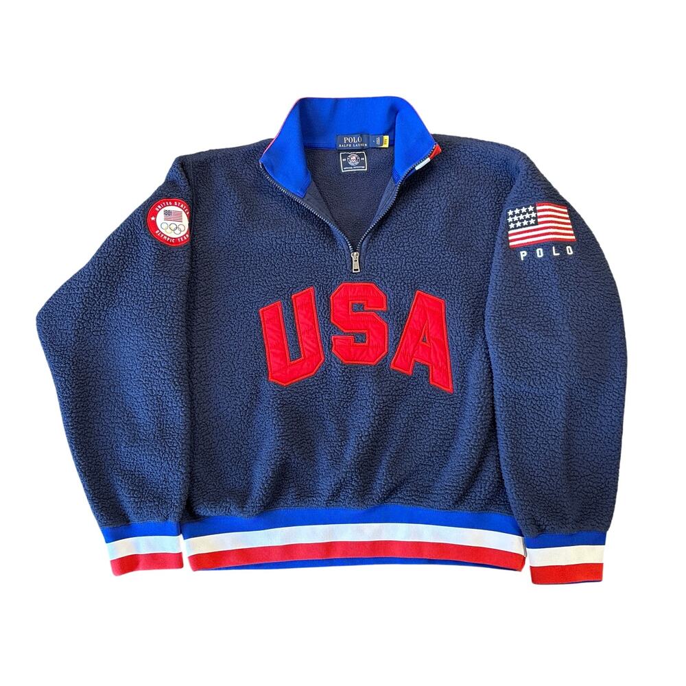 Polo Ralph Lauren x Team USA Olympic Fleece Quarter Zip Sweatshirt RWB 2022